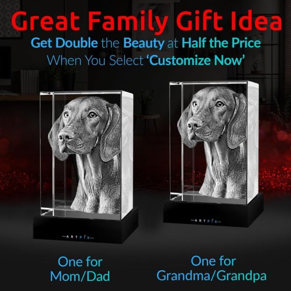 Personalized 3d Crystal Dog Memorial Gift - Laser Etched Photo - Image 2