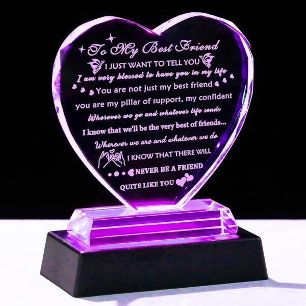 Heart Crystal Led Base Birthday Gift For Best Friend