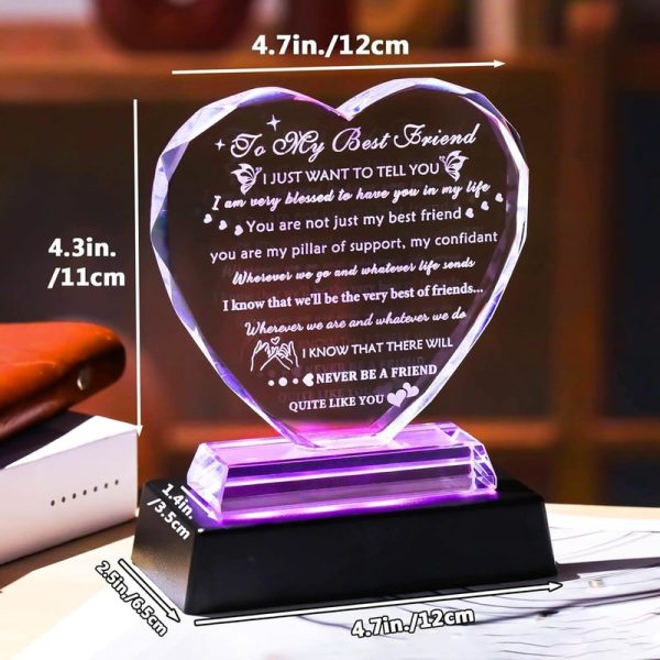 Heart Crystal Led Base Birthday Gift For Best Friend - Image 2