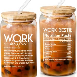 Unique Coffee Glass Gift For Work Besties – 16 Oz