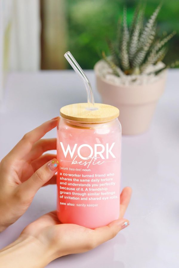 Unique Coffee Glass Gift For Work Besties – 16 Oz - Image 2