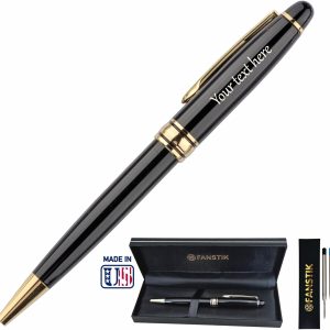 Luxury Personalized Ballpoint Pen With Name, Black & Gold, Made In Usa