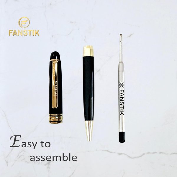 Luxury Personalized Ballpoint Pen With Name, Black & Gold, Made In Usa - Image 2