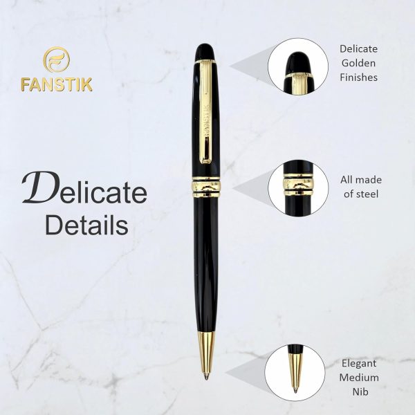 Luxury Personalized Ballpoint Pen With Name, Black & Gold, Made In Usa - Image 5