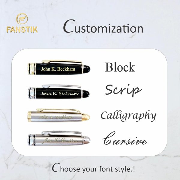 Luxury Personalized Ballpoint Pen With Name, Black & Gold, Made In Usa - Image 6