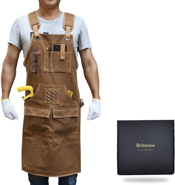Best Woodworking Apron For Men - Durable Waxed Canvas With 9 Tool Pockets