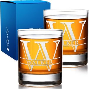 Personalized Whiskey Glass Set With Monogram - Perfect Gift For Men