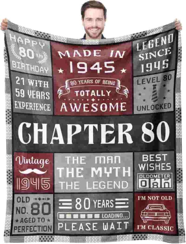 Best 80th Birthday Blanket Gift For Men - Made In 1945