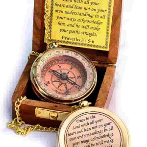 Engraved Compass With Proverbs 3:5-6 - Graduation Gift 2024