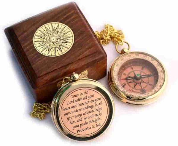 Engraved Compass With Proverbs 3:5-6 - Graduation Gift 2024 - Image 3
