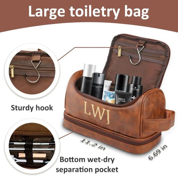 Best Personalized Leather Dopp Kit - Perfect Gift For Men - Image 2