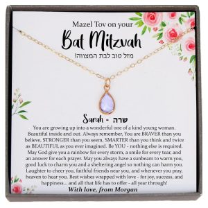 Best Personalized Bat Mitzvah Birthstone Necklace With 14k Gold