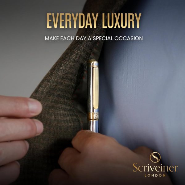 Luxury Scriveiner Silver Chrome Ballpoint Pen With 24k Gold Finish - Image 5