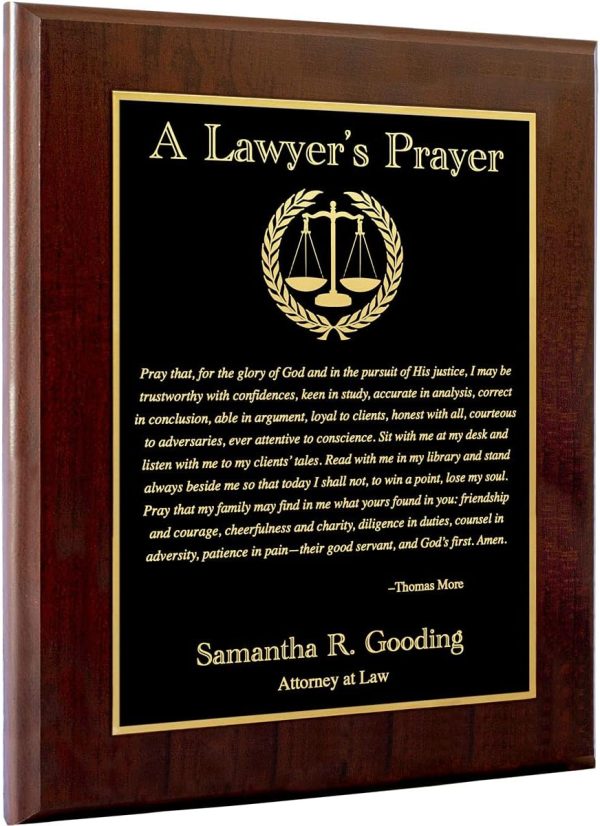 Personalized Lawyer's Prayer Plaque - Best Gift For Attorneys