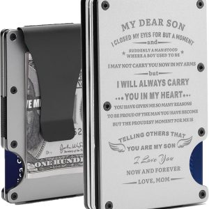 Personalized Engraved Metal Wallet For Son - Slim Card Holder & Money Clip