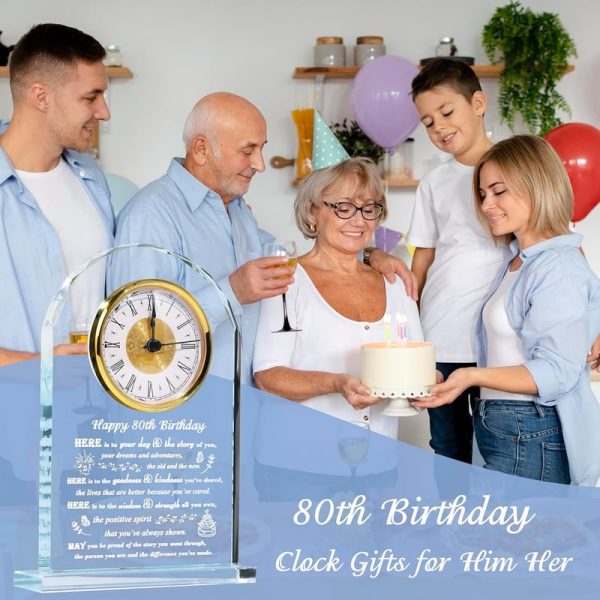 Unique 80th Birthday Crystal Clock – Personalized Gift For Her Or Him - Image 2