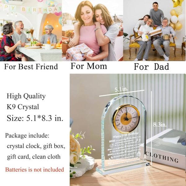 Unique 80th Birthday Crystal Clock – Personalized Gift For Her Or Him - Image 3