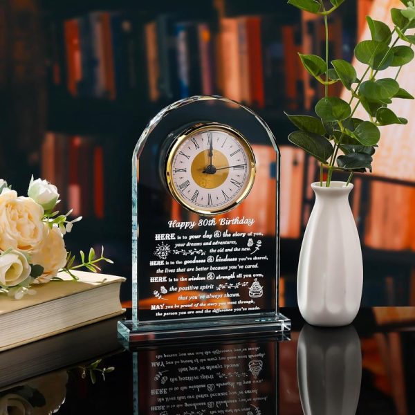 Unique 80th Birthday Crystal Clock – Personalized Gift For Her Or Him - Image 5