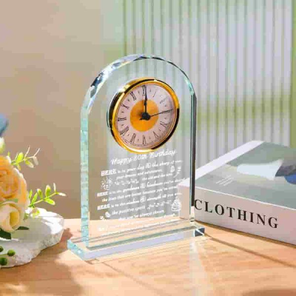 Unique 80th Birthday Crystal Clock – Personalized Gift For Her Or Him - Image 6