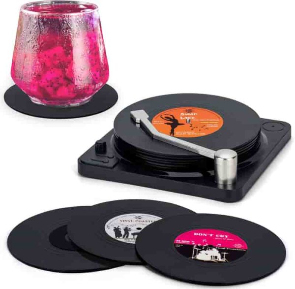 Retro Vinyl Record Coasters - Fun Music Lover Gift Set (6 Pcs)