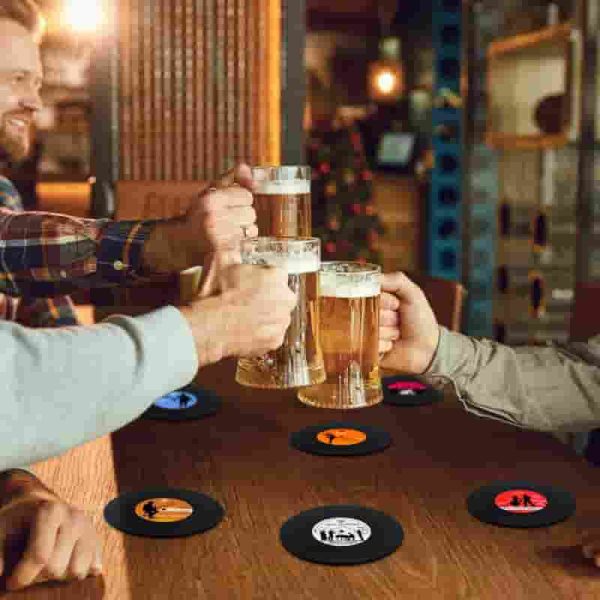 Retro Vinyl Record Coasters - Fun Music Lover Gift Set (6 Pcs) - Image 2