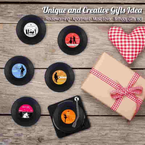 Retro Vinyl Record Coasters - Fun Music Lover Gift Set (6 Pcs) - Image 4