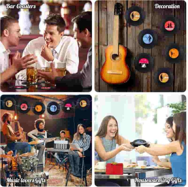 Retro Vinyl Record Coasters - Fun Music Lover Gift Set (6 Pcs) - Image 5
