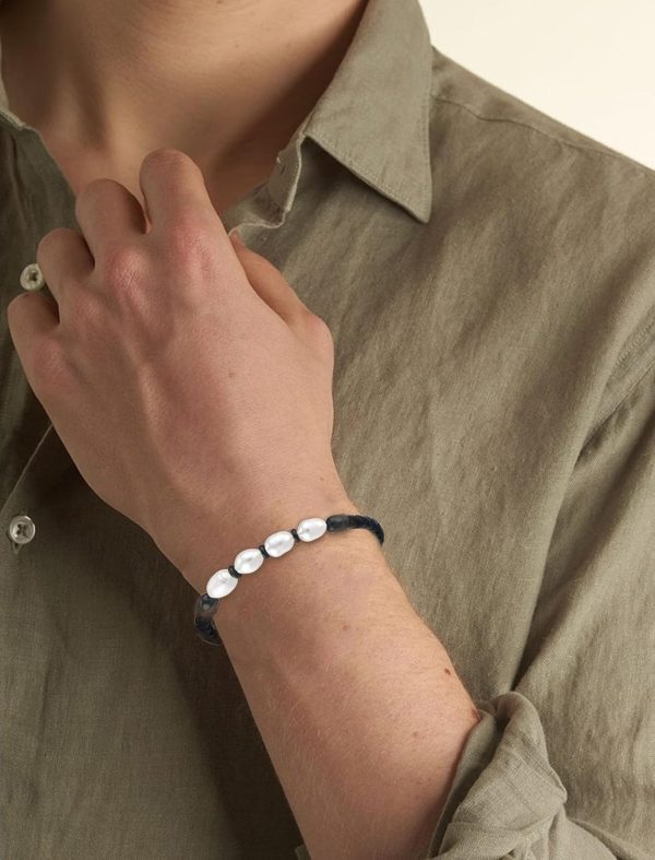 Best Freshwater Pearl Leather Bracelet - Stylish Men's Jewelry Gift - Image 3