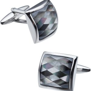 Best Personalized Silver Cufflinks For Men With Gift Box - Handmade Classic Mother Of Pearl