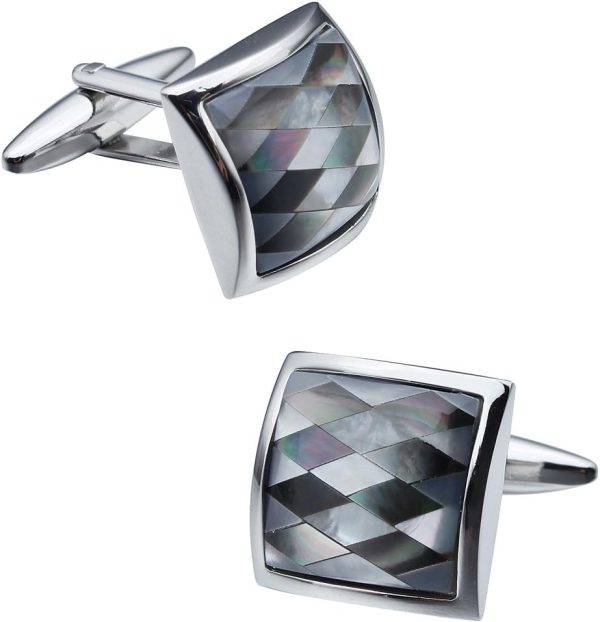 Best Personalized Silver Cufflinks For Men With Gift Box - Handmade Classic Mother Of Pearl