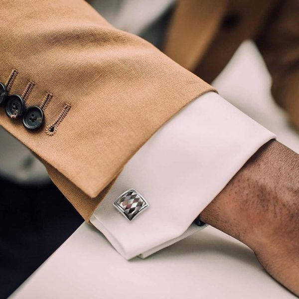 Best Personalized Silver Cufflinks For Men With Gift Box - Handmade Classic Mother Of Pearl - Image 2