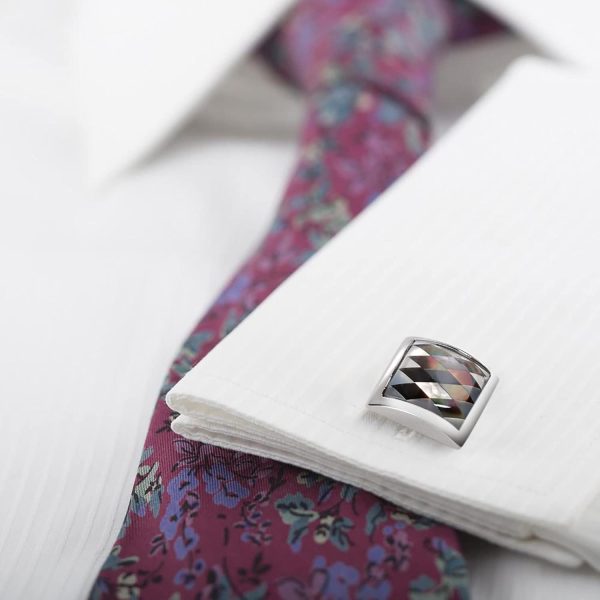 Best Personalized Silver Cufflinks For Men With Gift Box - Handmade Classic Mother Of Pearl - Image 3