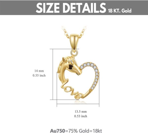 Best 14k Gold Horse Heart Necklace For Women - Gift Idea - Image 2