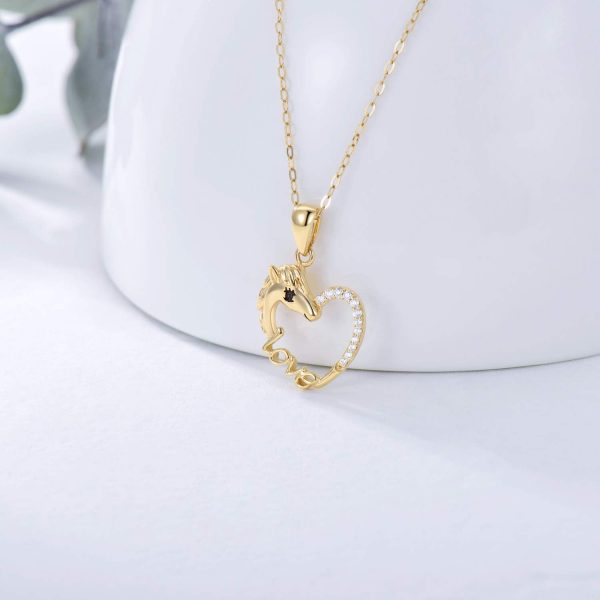Best 14k Gold Horse Heart Necklace For Women - Gift Idea - Image 4