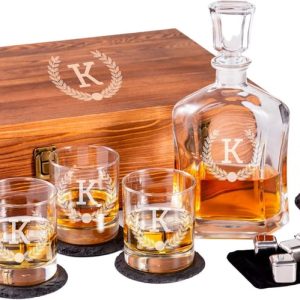 Best Personalized Whiskey Set With Glasses & Stones For Him