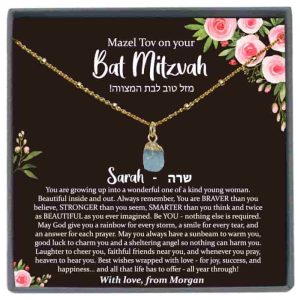 Best Bat Mitzvah Raw Birthstone Necklace Gift