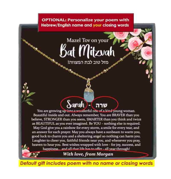 Best Bat Mitzvah Raw Birthstone Necklace Gift - Image 3