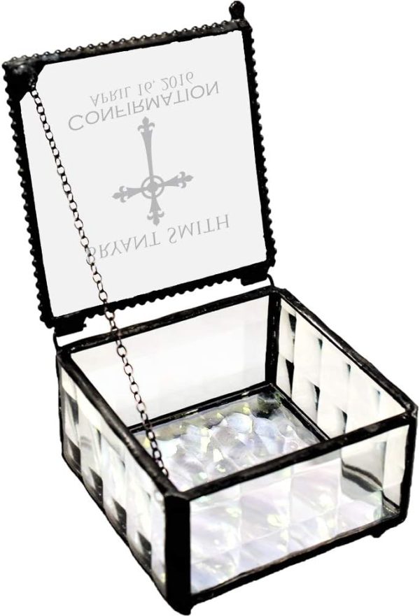 Personalized Confirmation Jewelry Box For Girls - Stained Glass Cross Gift - Image 4