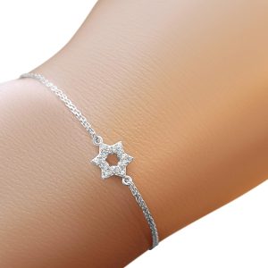 Best Jewish Star Sterling Silver Bracelet With Cz