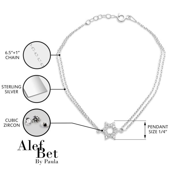 Best Jewish Star Sterling Silver Bracelet With Cz - Image 3