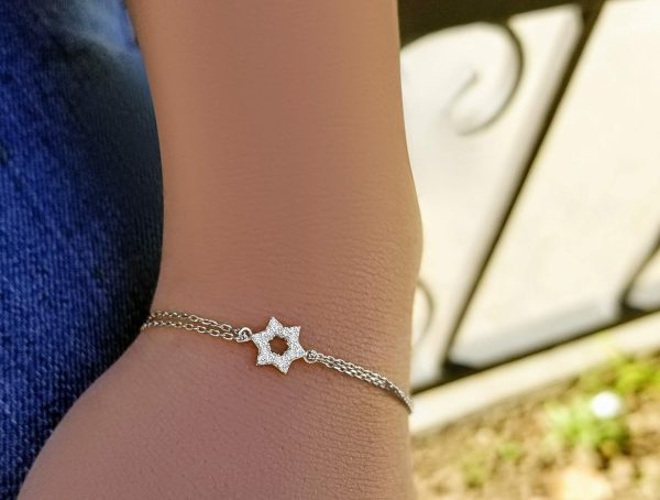 Best Jewish Star Sterling Silver Bracelet With Cz - Image 4