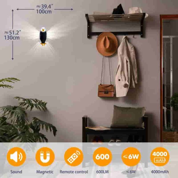 Eagle Wall Light With Led Night Lamp & Remote - Usb Charging - Image 6
