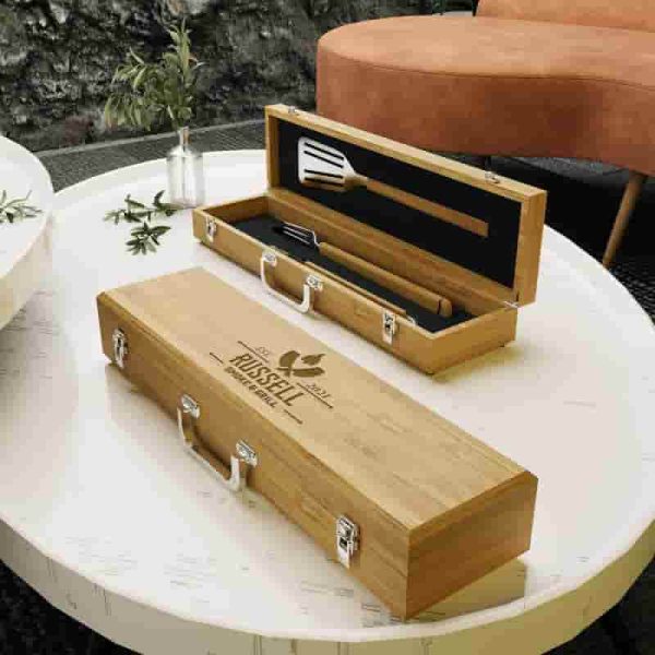 Personalized Bbq Tool Set - Bamboo Box Gift For Men & Dad - Image 6