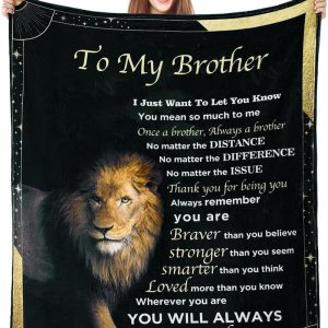 Personalized Lion Blanket Gifts For Brother From Sister - Birthday Ideas