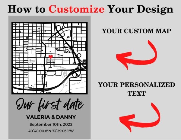 Personalized First Date Map Acrylic Plaque - Next Day Ship - Image 4