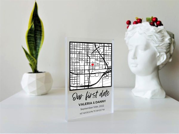 Personalized First Date Map Acrylic Plaque - Next Day Ship - Image 6