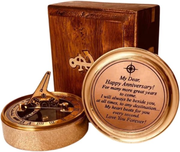 Unique Anniversary Sundial Clock Compass Gift - 1st To 50th Year