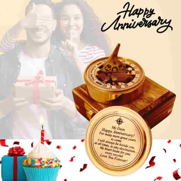 Unique Anniversary Sundial Clock Compass Gift - 1st To 50th Year - Image 4