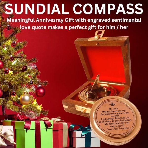 Unique Anniversary Sundial Clock Compass Gift - 1st To 50th Year - Image 5
