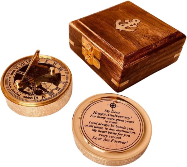 Unique Anniversary Sundial Clock Compass Gift - 1st To 50th Year - Image 6